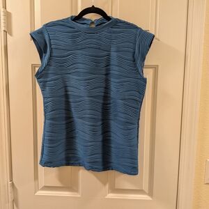 SHEIN Blue Wave Pattern Muscle Tee